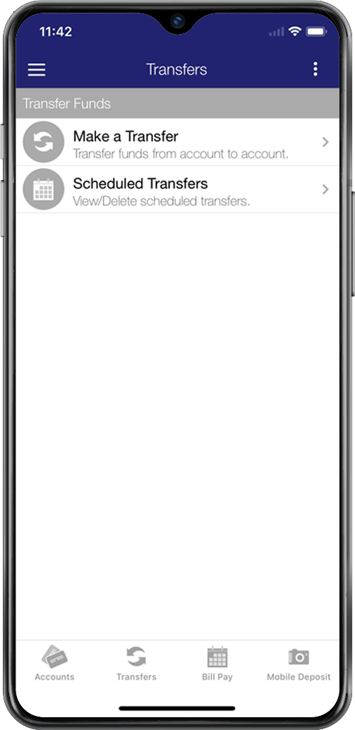 Greater State Bank mobile banking: make a transfer and scheduled transfers.